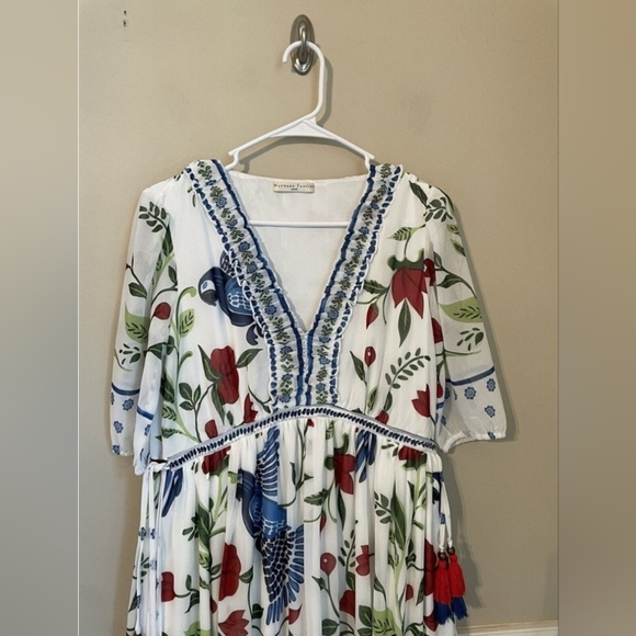 eShakti Wayward Fancies Floral Bird Print Maxi Dress Size L - Picture 2 of 9